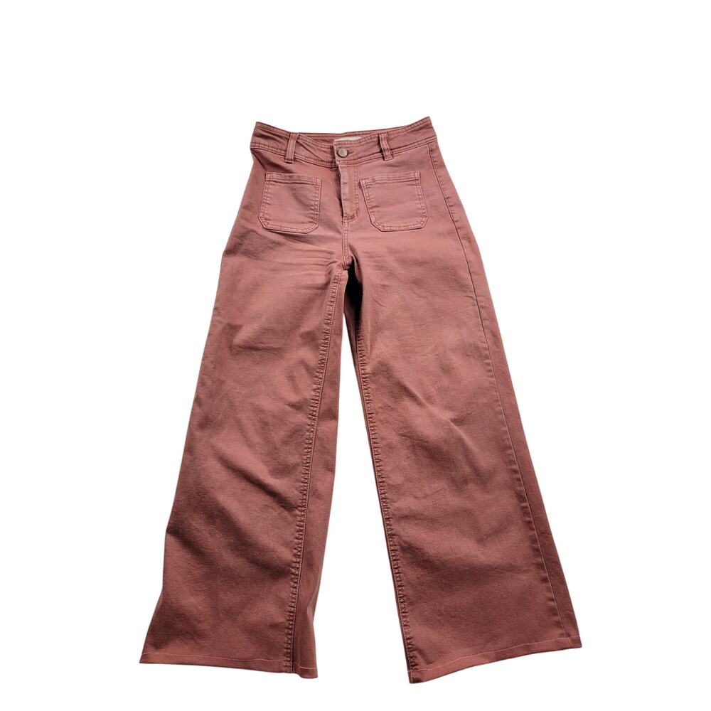OAT New York High Rise Wide Leg Crop Pants - Dusty Rose - Size 0/25